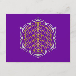 Cartão Postal Flor Da Vida - Ouro De Lotus Prata