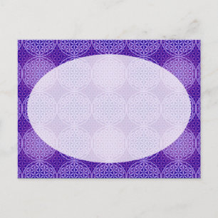 Cartão Postal Flor da Vida - padrão de selo - roxo