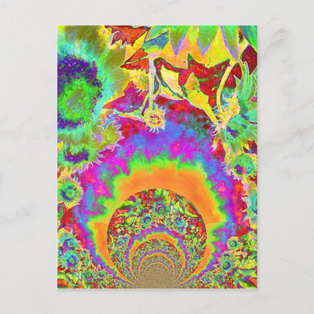 Cartão Postal Flor de água de girassol de abstrato elegante (Frente)