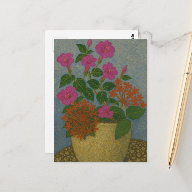 Cartão Postal Flor de agulha e Flor de Quatro Horas (Frente/Verso In Situ)