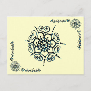 Cartão Postal Flor De Amor (Henna) (Azul)