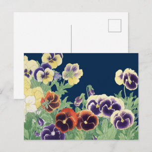 Cartão Postal Flor de Amor-Perfeito Japonesa Vintage Ukiyo-e Bot