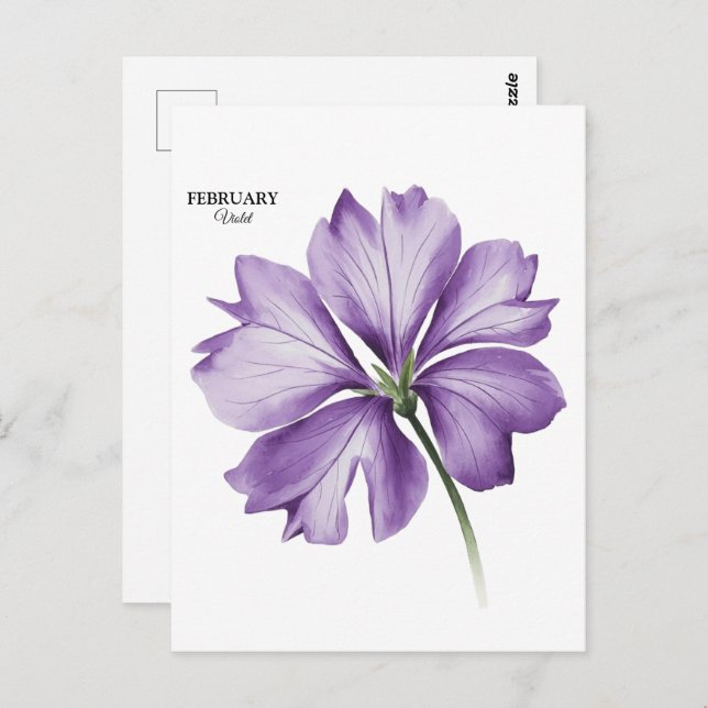 Cartão Postal Flor de Aniversário do Fevereiro: Presente Persona (Frente/Verso)