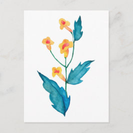 Cartão Postal Flor de aquarela amarela