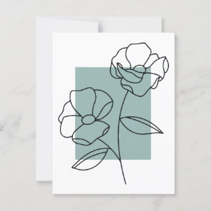 Cartão Postal Flor de arte de linha minimalista