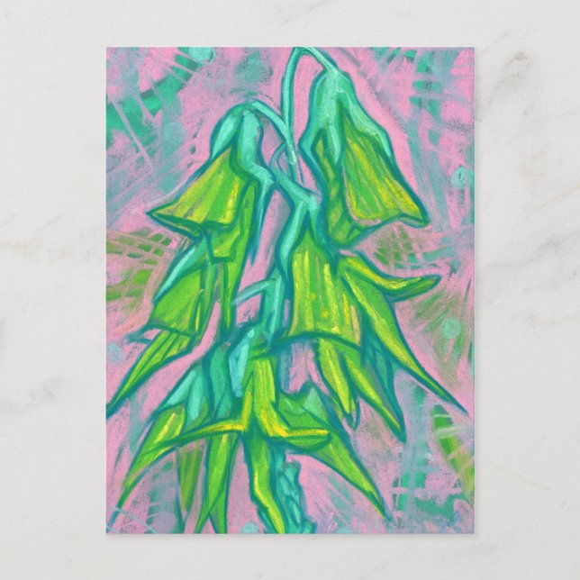 Cartão Postal Flor de Ave Australiano, Rosa Verde Tropical Flora (Frente)