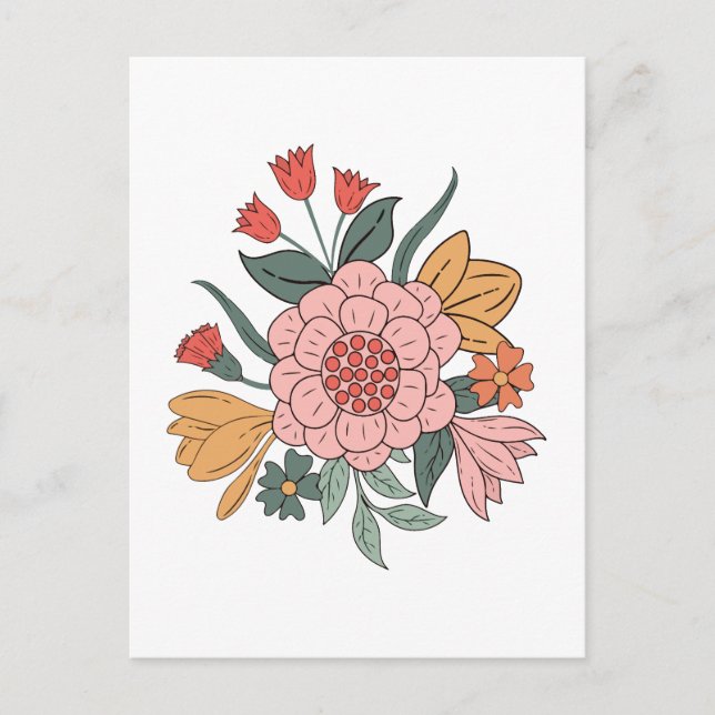 Cartão Postal Flor de Boho (Frente)