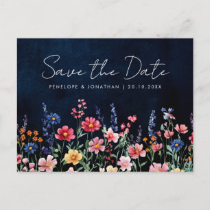 Cartão Postal Flor de Campo Rústico  Floral Salvar a Data