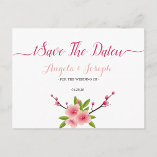 Cartão Postal Flor de Cerejeira floral Save the Date