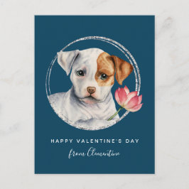 Cartão Postal Flor de férias de puppy do namorados