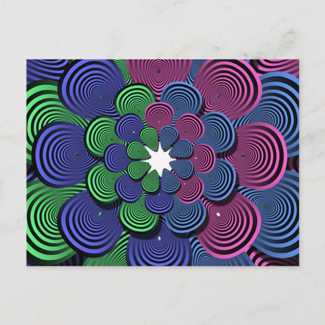 Cartão Postal Flor de Fractal (Frente)