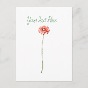 Cartão Postal Flor de Gerbera Vermelha clara