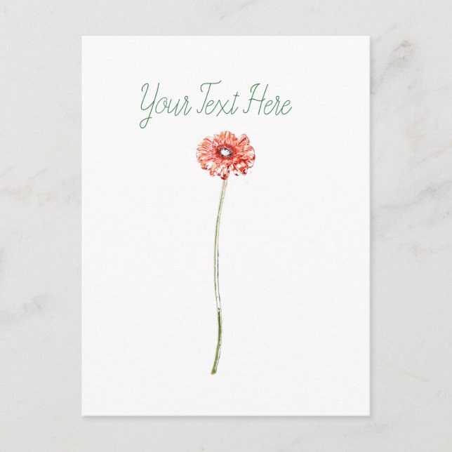 Cartão Postal Flor de Gerbera Vermelha clara (Frente)