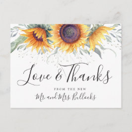 Cartão Postal Flor de Girassol | Obrigado Casamento