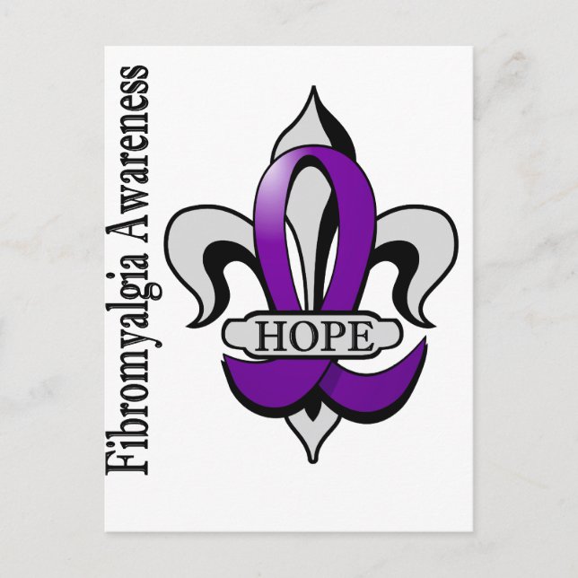 Cartão Postal Flor de Lis Esperança de Fibromialgia (Frente)