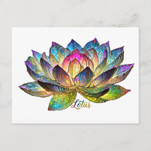 Cartão Postal Flor de Lótus Colorida em Vidro Colorido sobre Bra