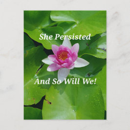 Cartão Postal Flor de Lotus Rosa "Ela Persiste" Política