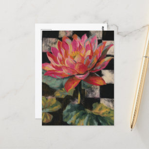 Cartão Postal Flor de Lotus Rosa no Fundo do Quadro de Verificaç