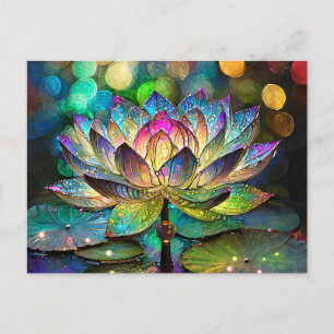 Cartão Postal Flor de Lótus Vibrante em Vidro Pintado