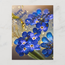 Cartão Postal Flor de não-me-esqueças com acentos dourados 