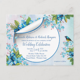 Cartão Postal Flor de Noiva Flor de Não Me Esqueças Azul