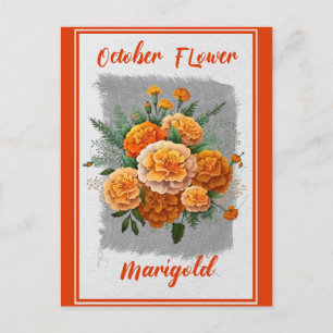 Cartão Postal Flor de Outubro Vintage Calêndula Floral