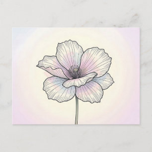 Cartão Postal Flor de Papoula Pastel Delicada