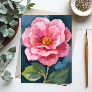 Cartão Postal Flor de Peônia Rosa Aquarela Floral