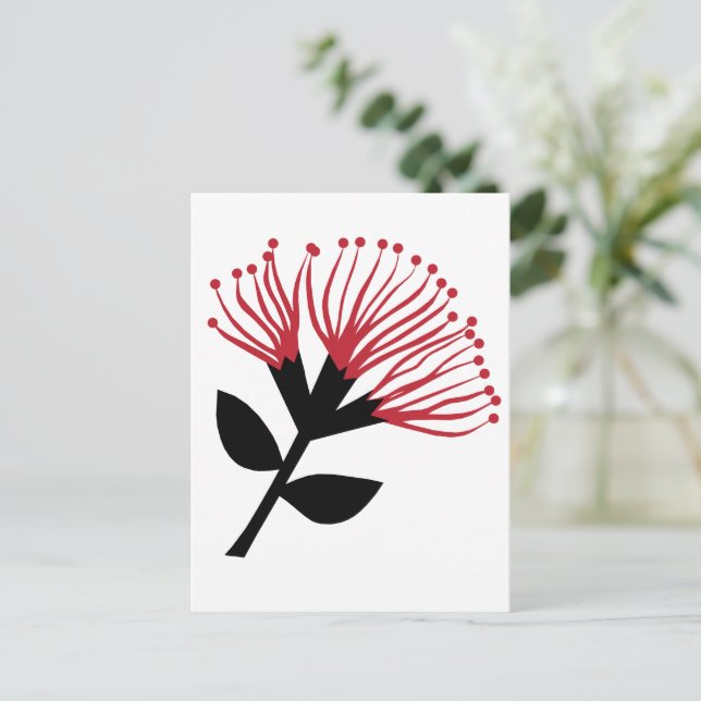 Cartão Postal Flor de Pohutukawa, Nova Zelândia (Em pé/Frente)