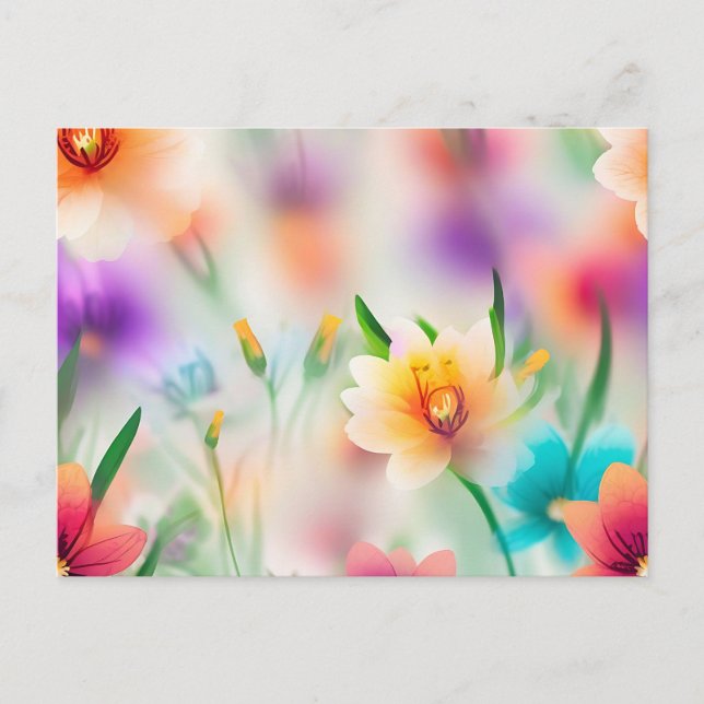 Cartão Postal Flor de primavera com fundo desfocado (Frente)