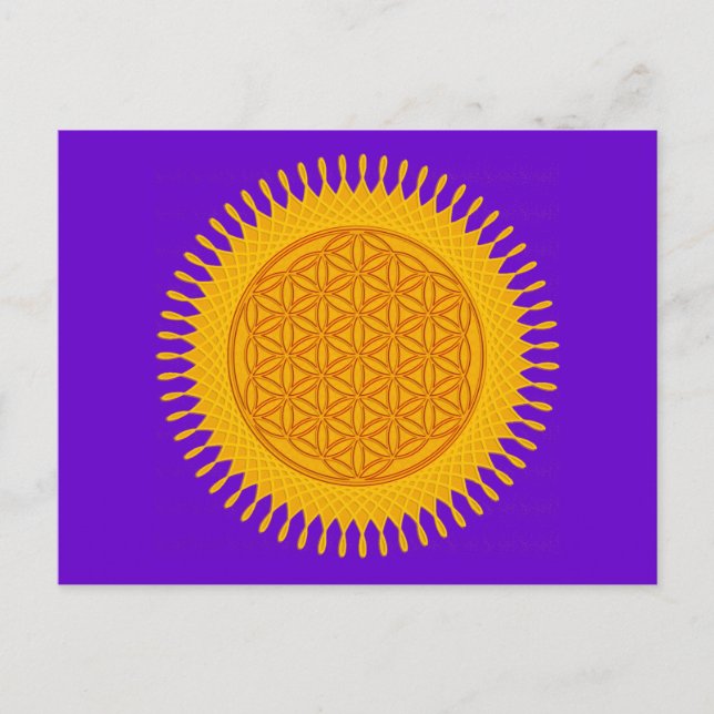 Cartão Postal Flor De Vida - Amarelo ensolarado (Frente)