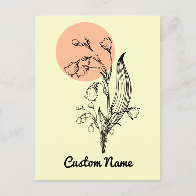 Cartão Postal Flor do Mês de Maio Lírio do Vale Minimal (Frente)