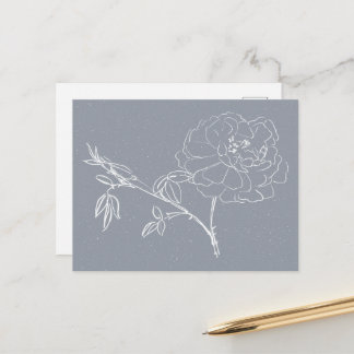 Cartão Postal Flor Doodle Branca Bonita