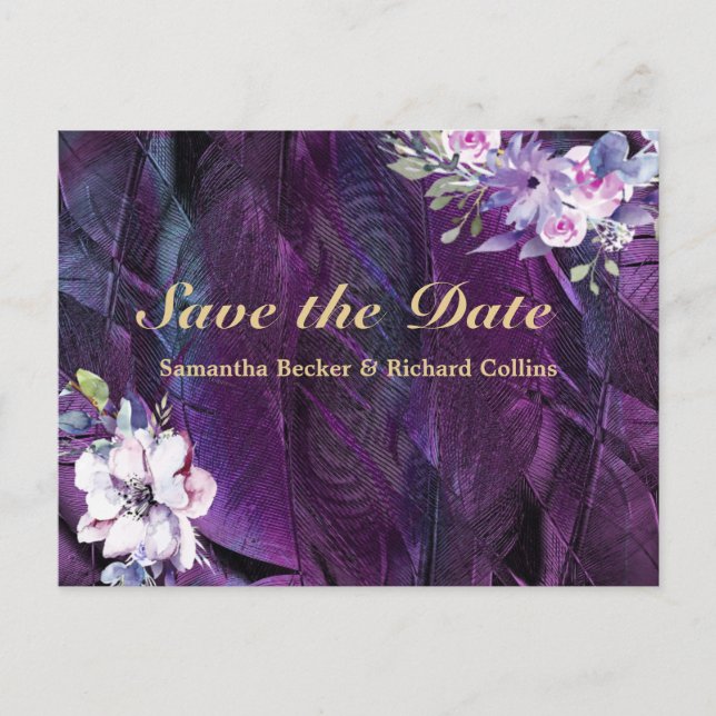 Cartão Postal Flor Elegante e Penas (Frente)