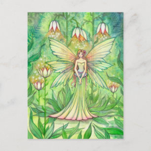 Cartão Postal Flor Fada Fantasia Arte Jardim Iluminado