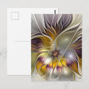 Cartão Postal Flor Fantasia Colorida Abstrata Fractal Moderna