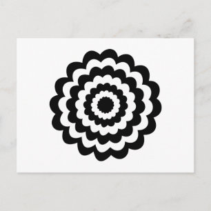Cartão Postal Flor Funky em Preto e Branco.