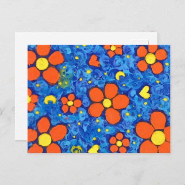 Cartão Postal Flor Laranja Na Água (Frente/Verso)