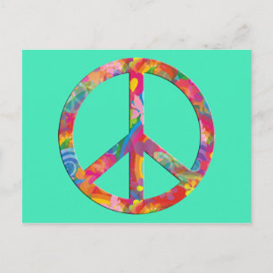 Cartão Postal Flor Power Peace menta