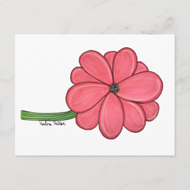 Cartão Postal Flor Rosa Completa (Frente)