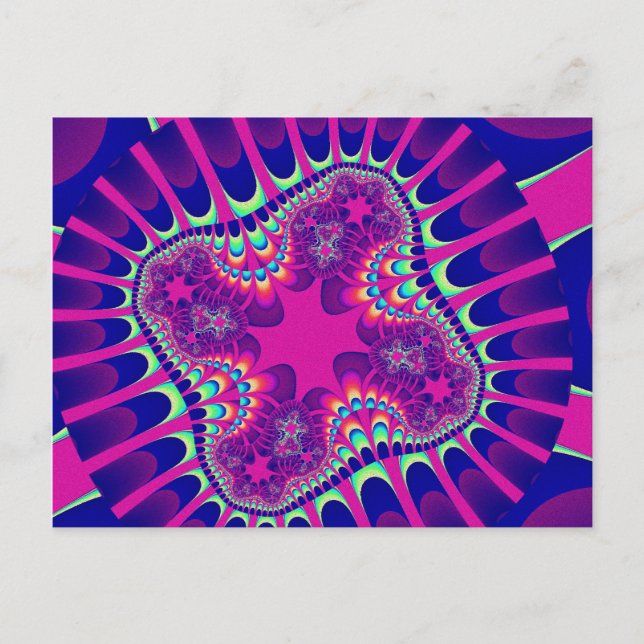 Cartão Postal Flor rosa e azul (Frente)