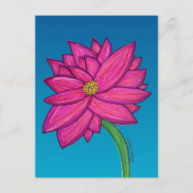 Flor Rosa Fúcsia com fundo azul