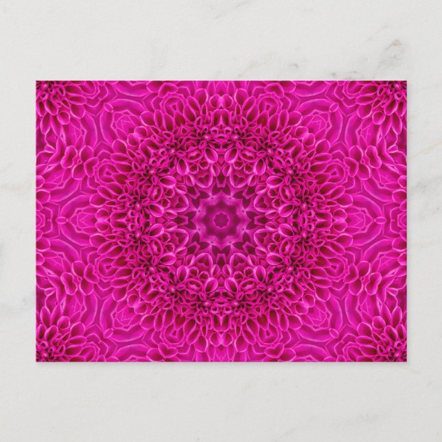 Cartão Postal Flor rosa Vintagem Fractal Caleidoscópio (Frente)