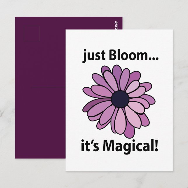 Cartão Postal Flor Roxo Mágico Basta Bloquear Sua Magia (Frente/Verso)