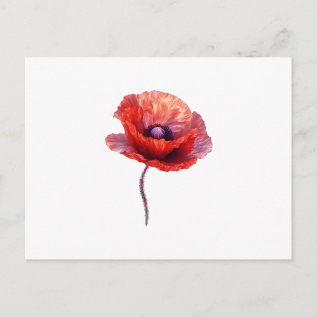 Cartão Postal Flor solteiro Vermelho (Frente)