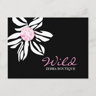 Cartão Postal Flor Zebra Selvagem 311 Dimaond Preto e Rosa