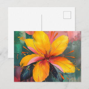 Cartão Postal Floração Dourada – Expressão Floral Abstrata Vibra