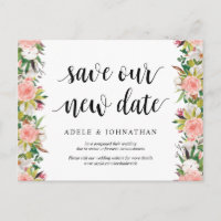 Florais Blush Branco, Salve nossa nova data, adiad