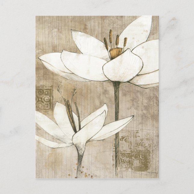 Cartão Postal Florais desenhados por Lápis (Frente)