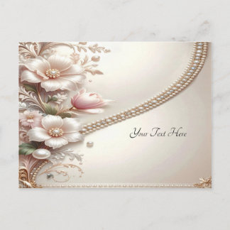 Cartão Postal Floral and Pearl Embellishments Postcard